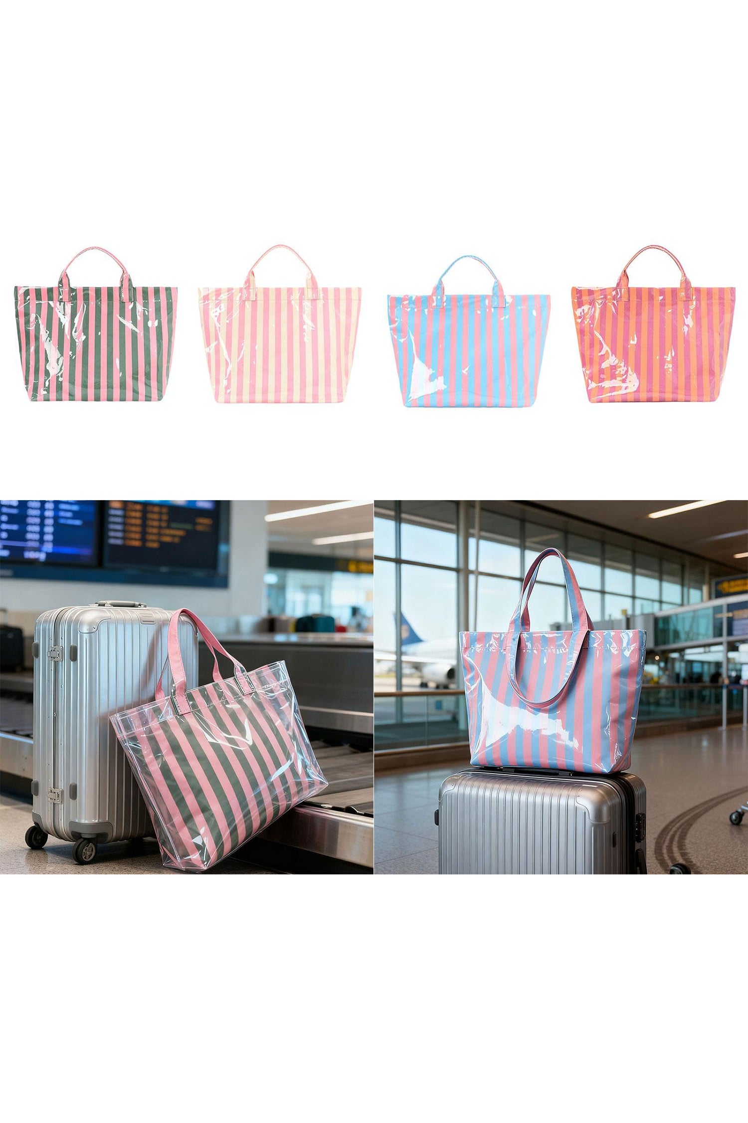 Blackish Green Glossy Striped Vinyl Large Tote Bag 🇺🇸