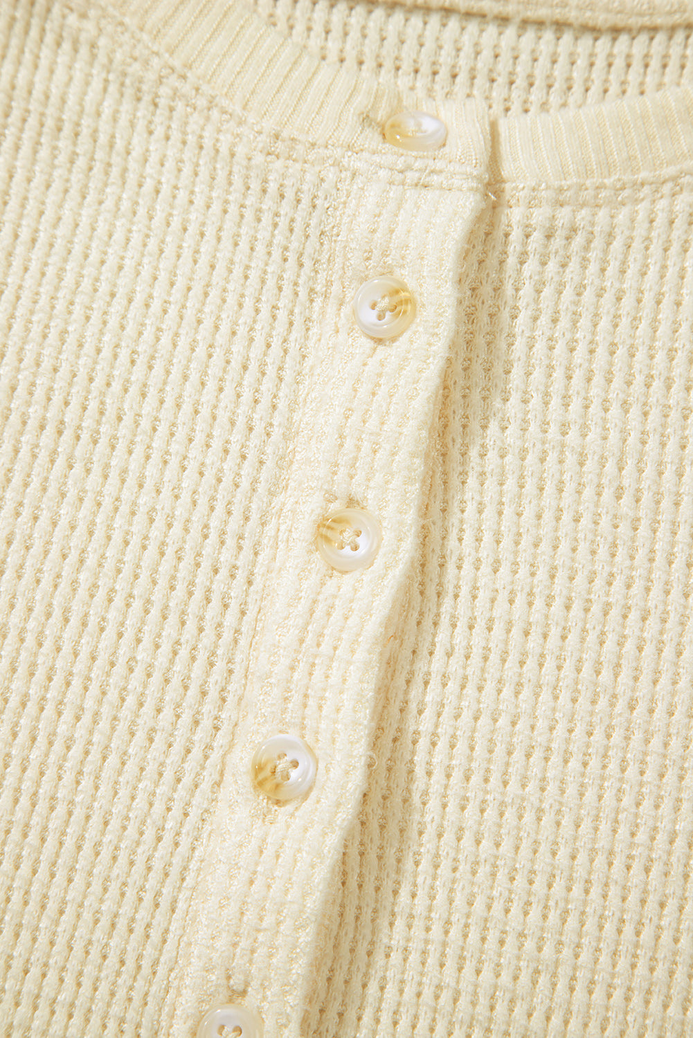 Oatmeal Textured Knit Half Buttons Henley Top 🇺🇸