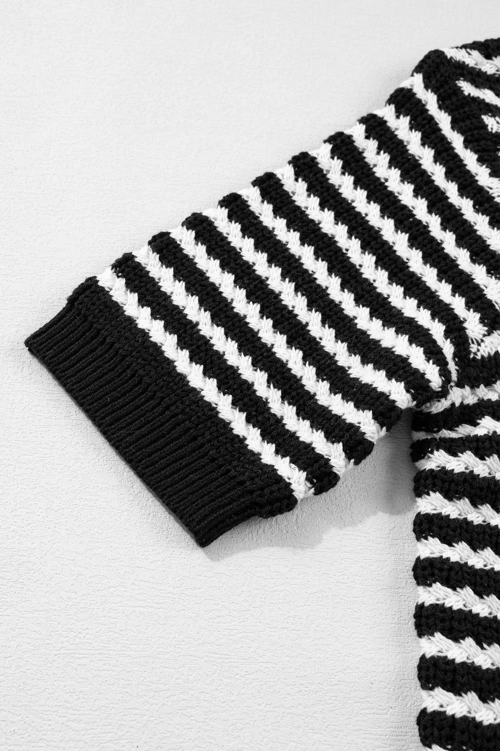 Black Stripe Short Sleeve Knit V Neck Bow Knot Sweater 🇺🇸