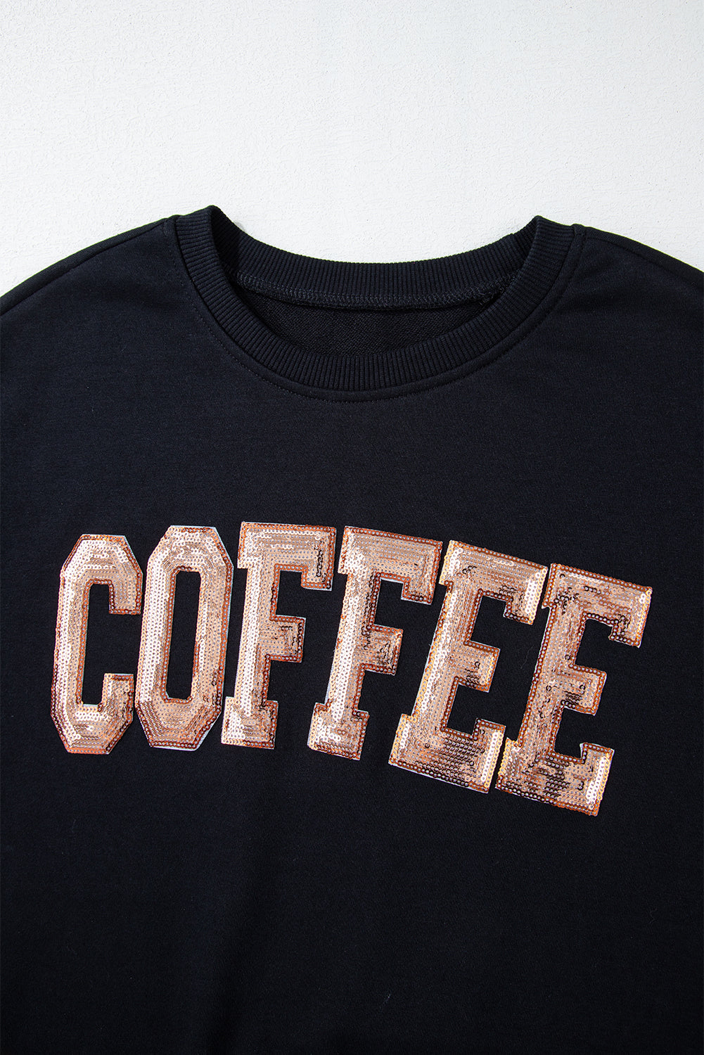 Black Sequined COFFEE Loose Fit Sweatshirt and Shorts Set 🇺🇸