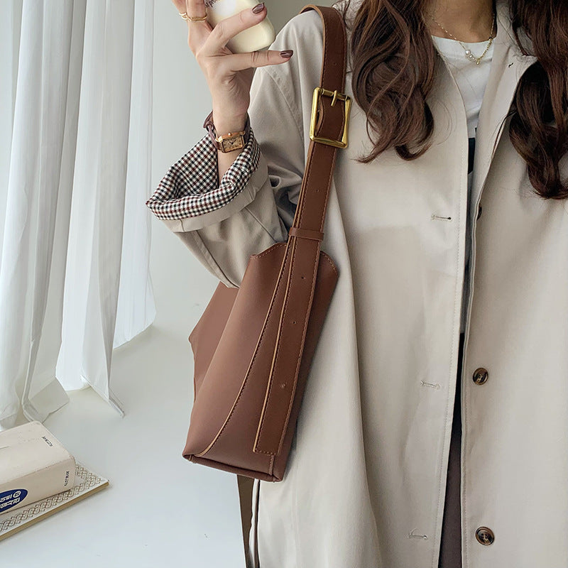 Women's Shoulder Bag Solid Fashion Handbag Crossbody Bag Women's Minimalist PU Leather Bag 🇨🇳