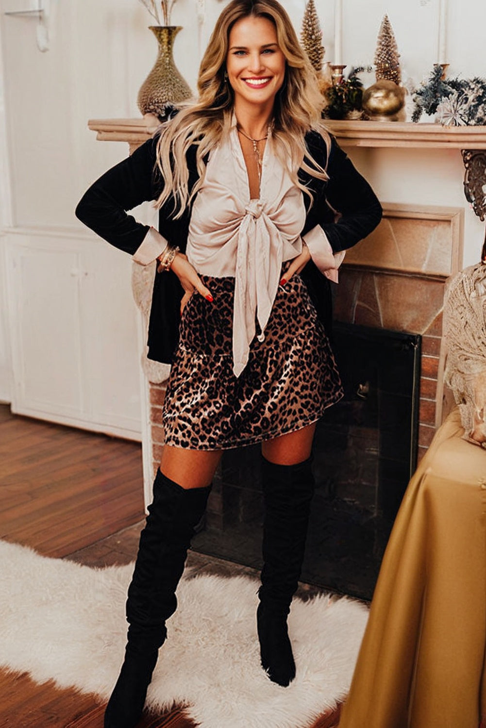 Brown Leopard Tiered Patchwork Hot Mini Skirt 🇺🇸