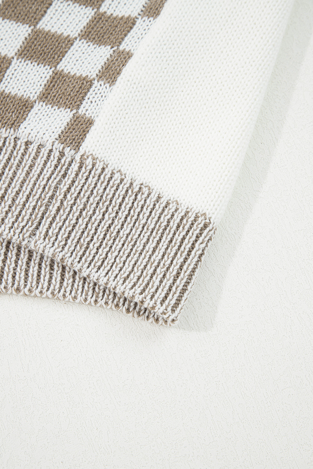 Brown Checkered Open Front Drop Shoulder Cardigan 🇺🇲