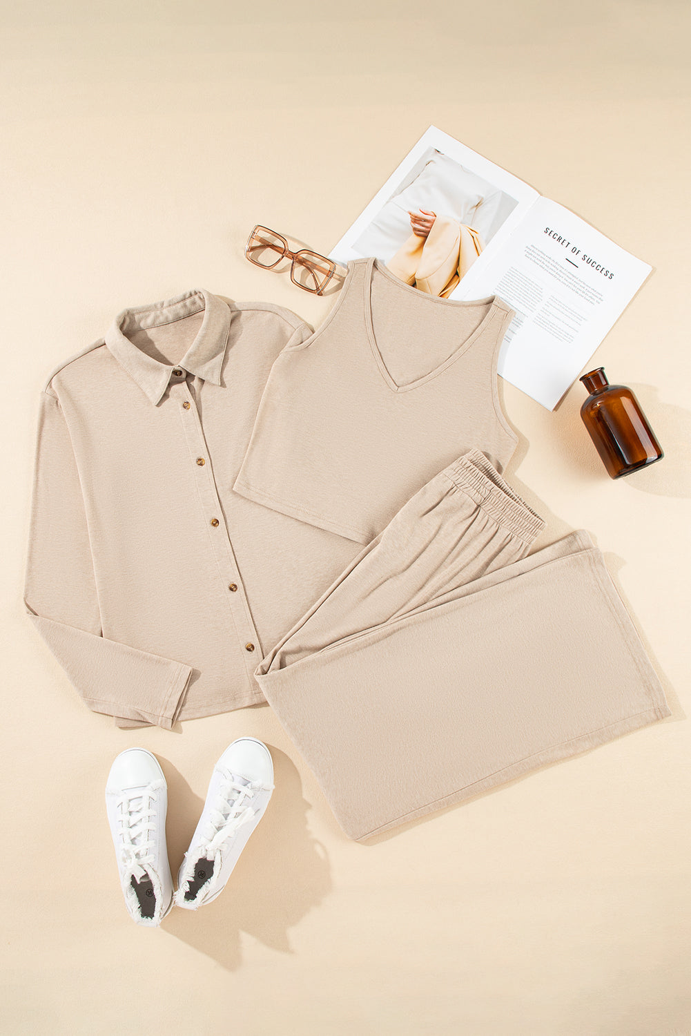 Oatmeal 3-Piece Cozy Knit Lounge Set 🇨🇳