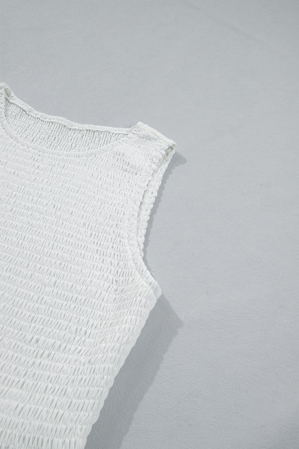 White Sleeveless Smocked Lace Peplum Top 🇺🇸