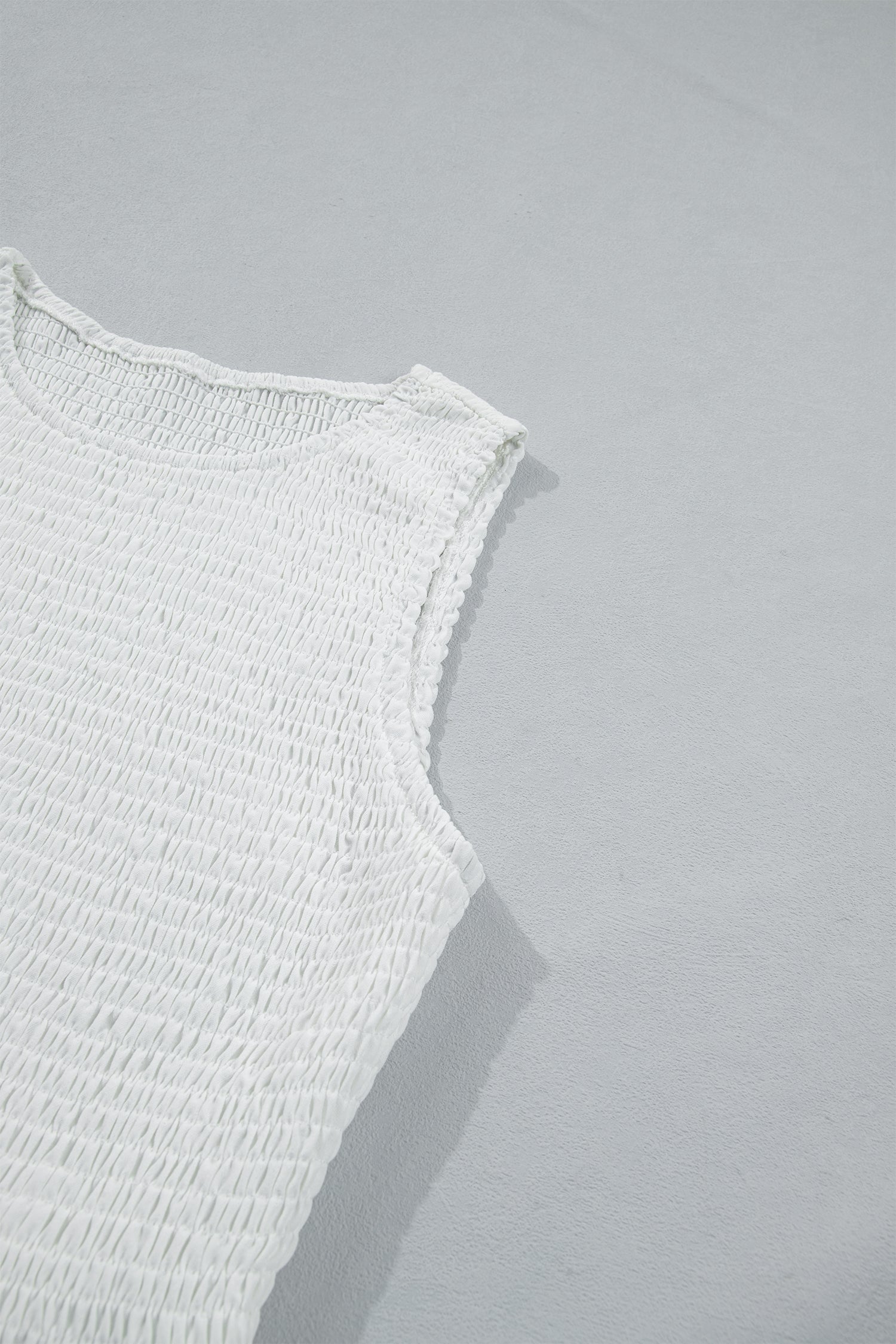 White Sleeveless Smocked Lace Peplum Top 🇺🇸