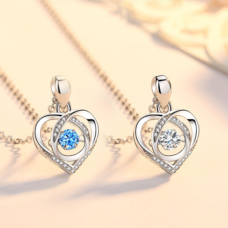 Beating Heart Necklace Women's Korean-style Elegant Smart Heart-shaped Collarbone Necklace Gift Pendant 🇨🇳