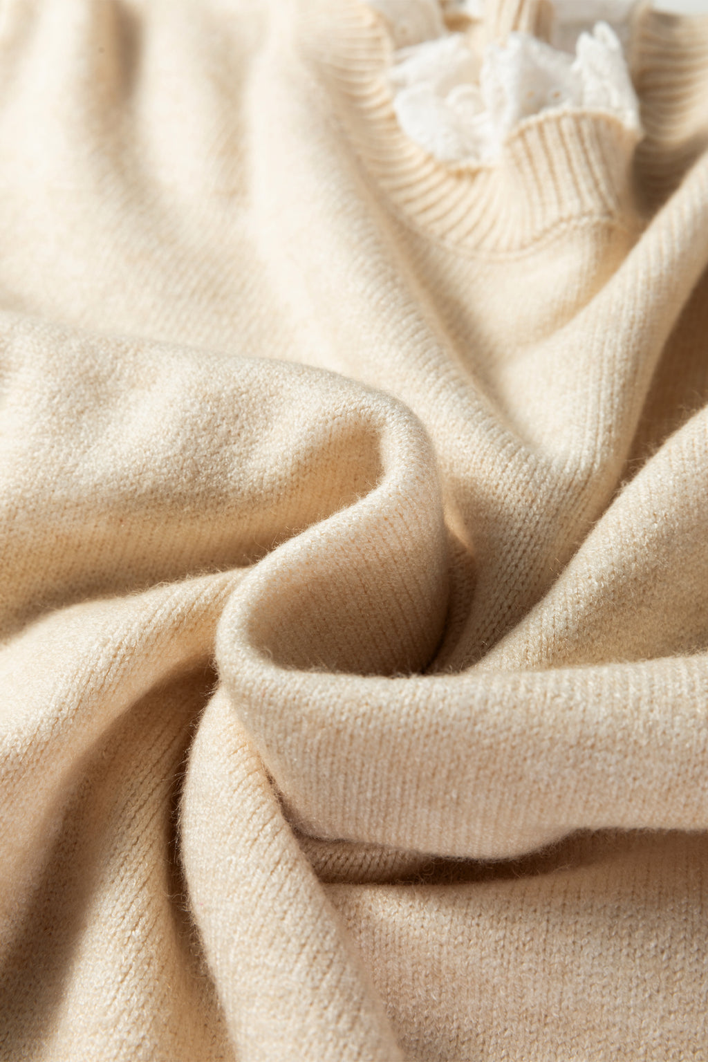 Jet Stream Lace Trim Patchwork Buttoned Cuffs Loose Sweater 🇺🇸