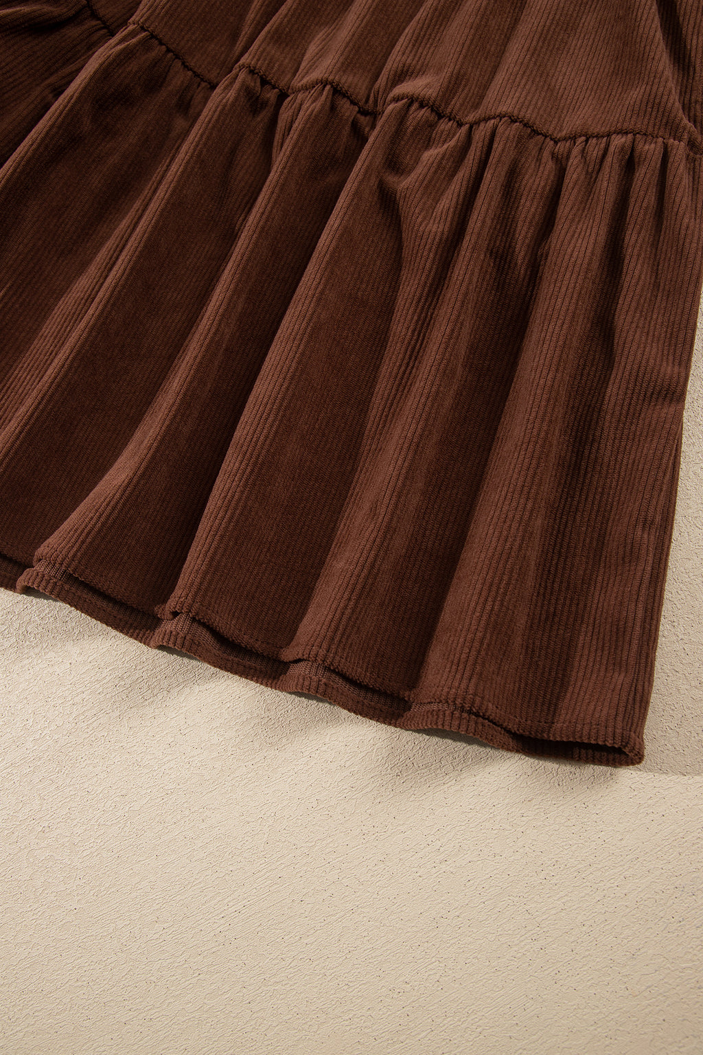 Coffee Winter Corduroy V Neck Long Sleeve Plus Size Mini Dress 🇺🇸