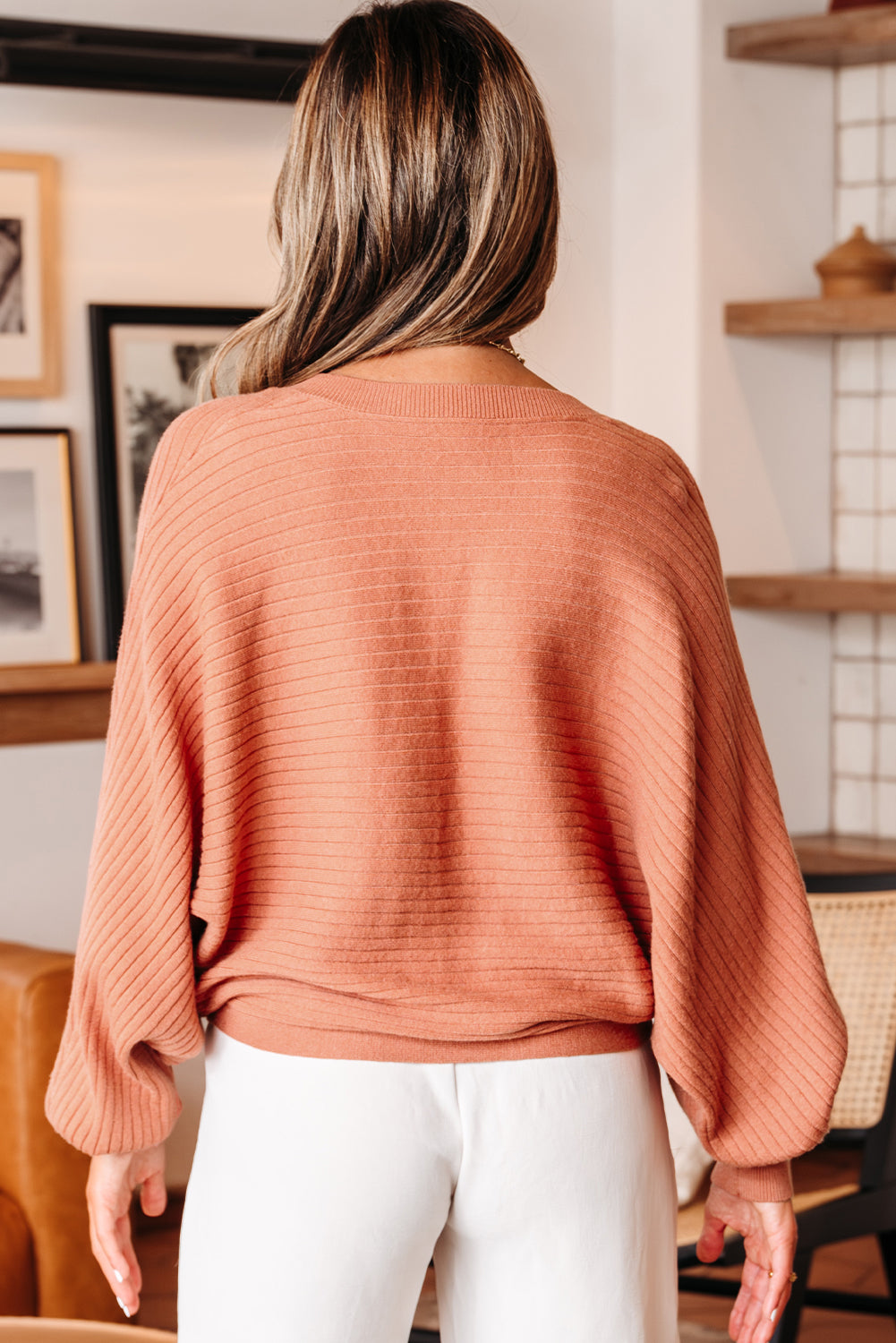 Apricot Pink Wide Rib Knit Button Front Dolman Sleeve Sweater Cardigan 🇺🇲