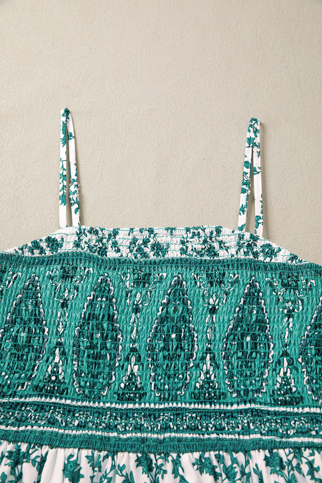 Green Boho Floral Print Shirred Cami Maxi Dress 🇺🇸