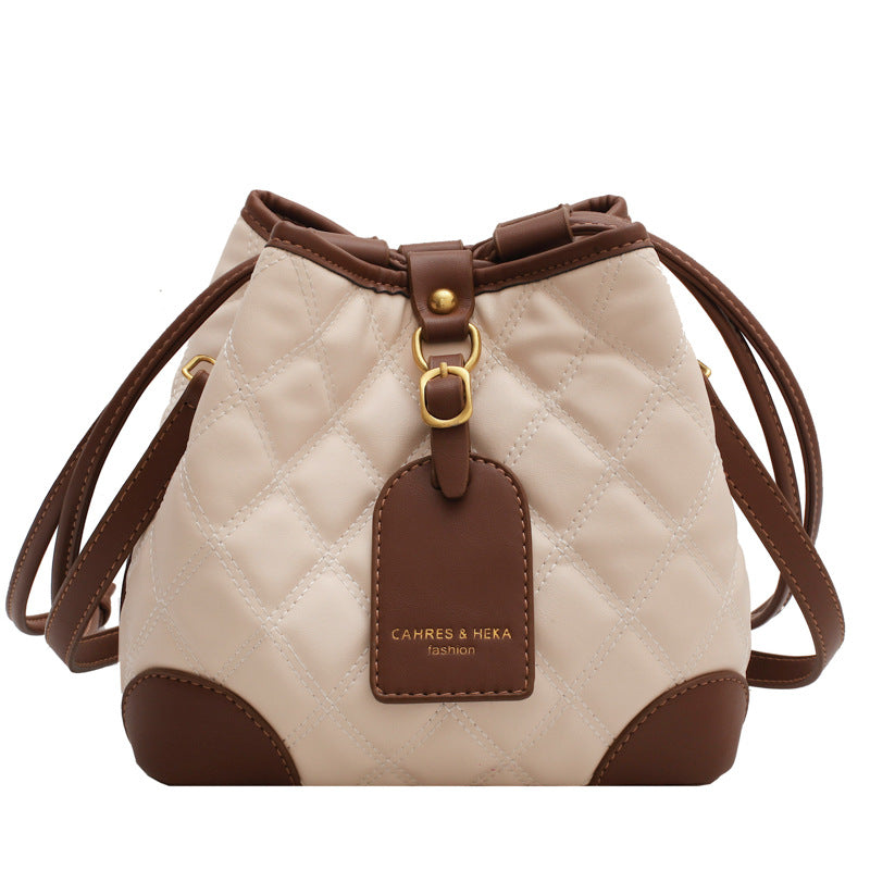 Fashion Rhombus Handbags Korean Style Temperament One-shoulder Bucket Bag