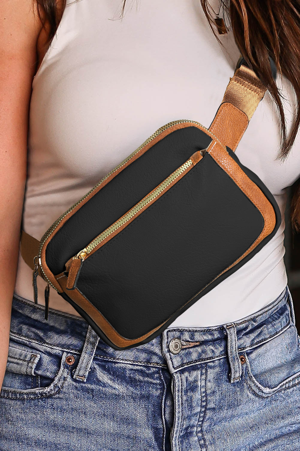 Black Adjustable Strap Mini PU Leather Crossbody Bag 🇨🇳