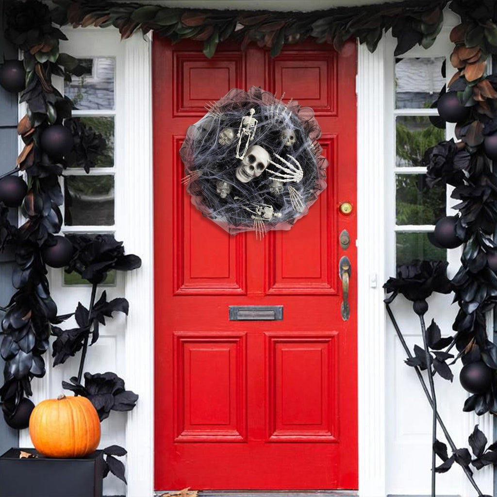 Halloween Black Mesh Skull Garland Party Layout Props 🇨🇳