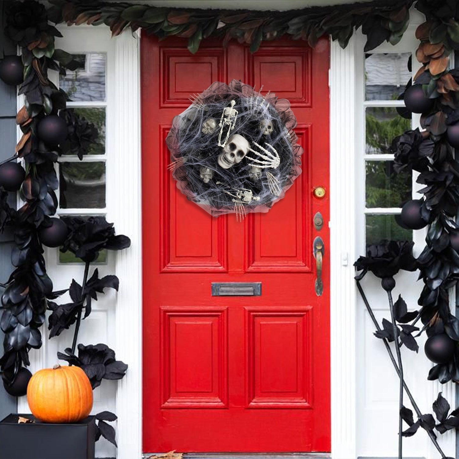 Halloween Black Mesh Skull Garland Party Layout Props 🇨🇳
