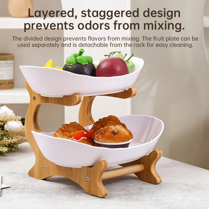 2-Tier Bamboo Fruit Stand for Kitchen, Space Saving Countertop Organiser 🇨🇳