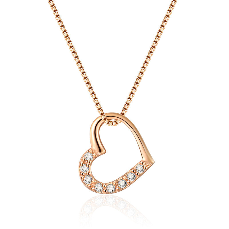 S925 Sterling Silver Love Heart Pendant Necklace For Women Fashion Jewelry Ladies Gold Color Clavicle Chain High Quality Jewelry Gifts 🇨🇳