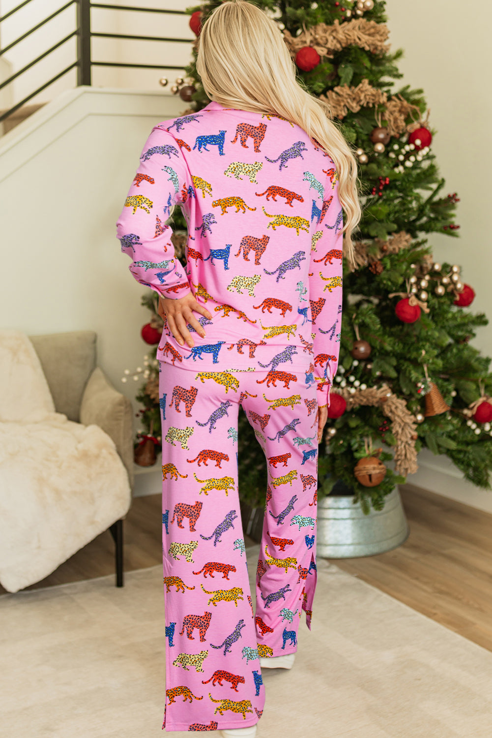 Pink Cheetah Print Shirt and Pants Pajama Set 🇺🇸
