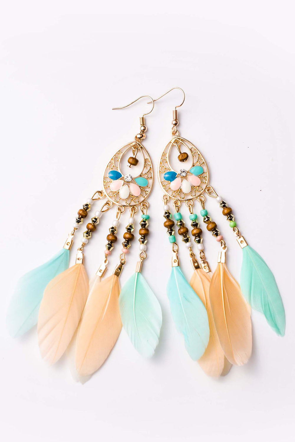 Multicolor Bohemian Hollow-out Feather Tassel Earrings 🇨🇳