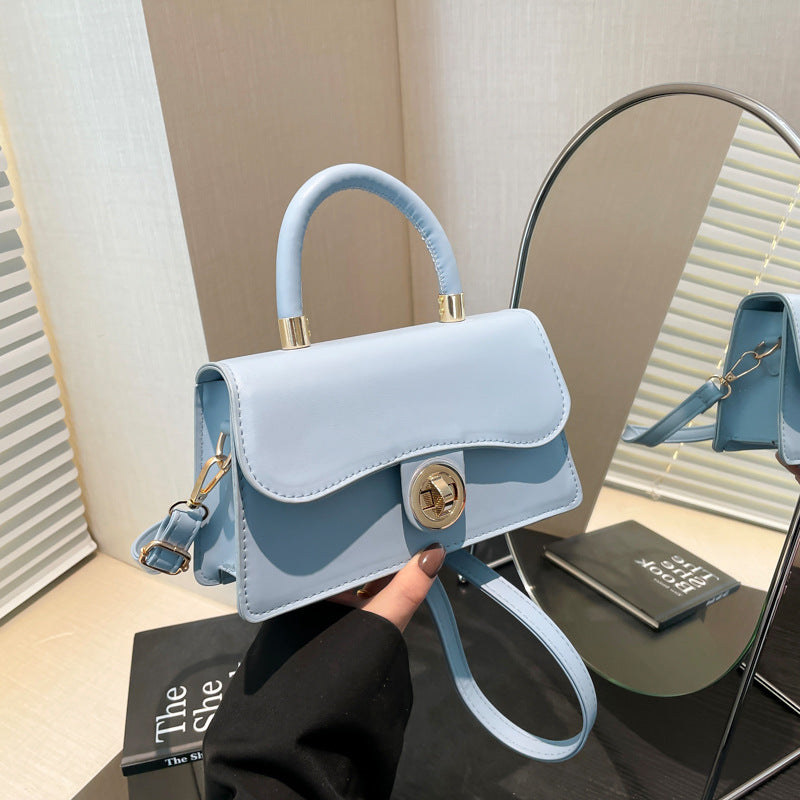 Spring Womens Commuter Light-Luxury Solid-Colored Crossbody Bag With Lock Closure 🇨🇳