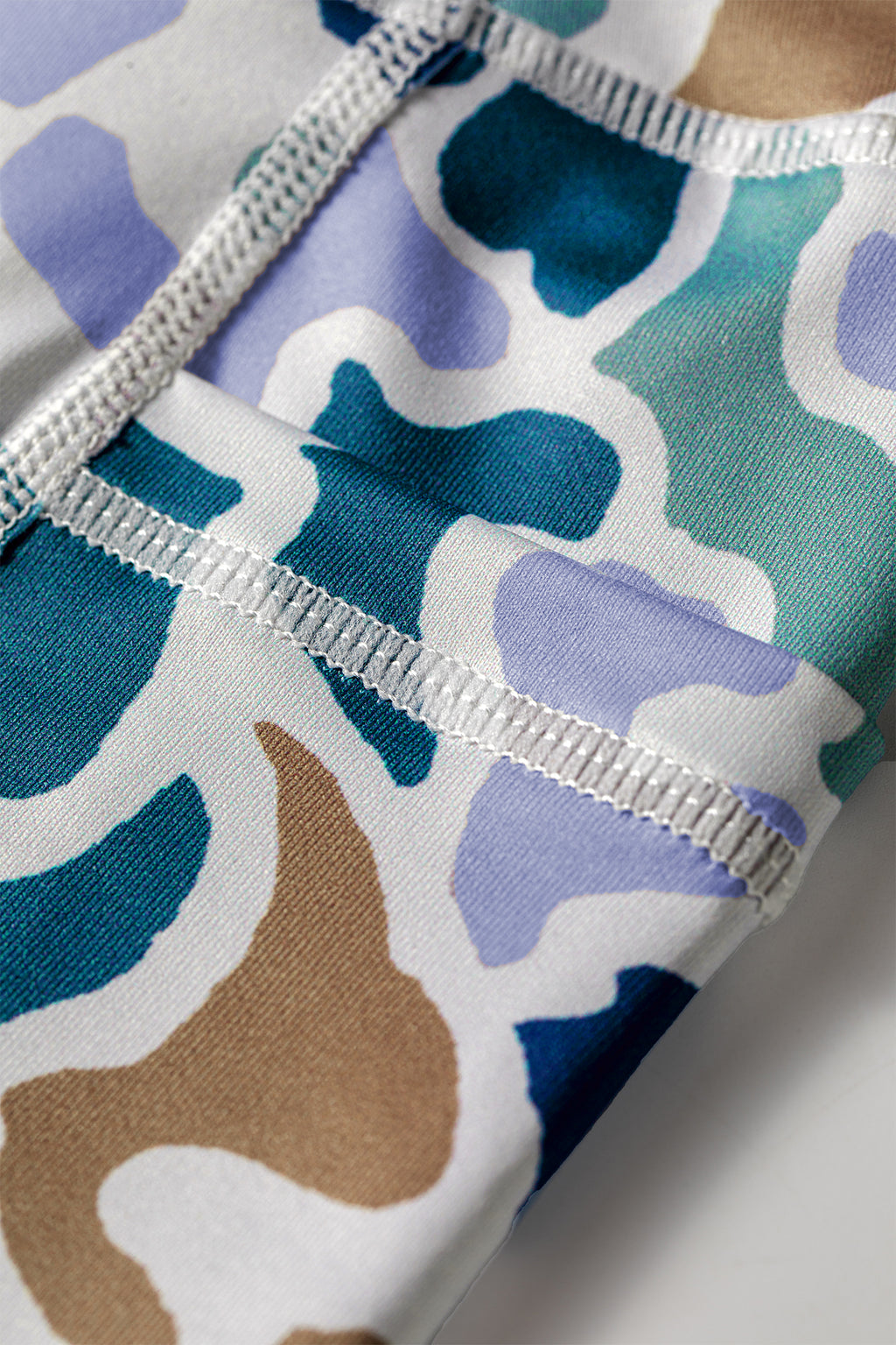 Blue Abstract Camo Printed Seam Detail Biker Shorts 🇺🇸