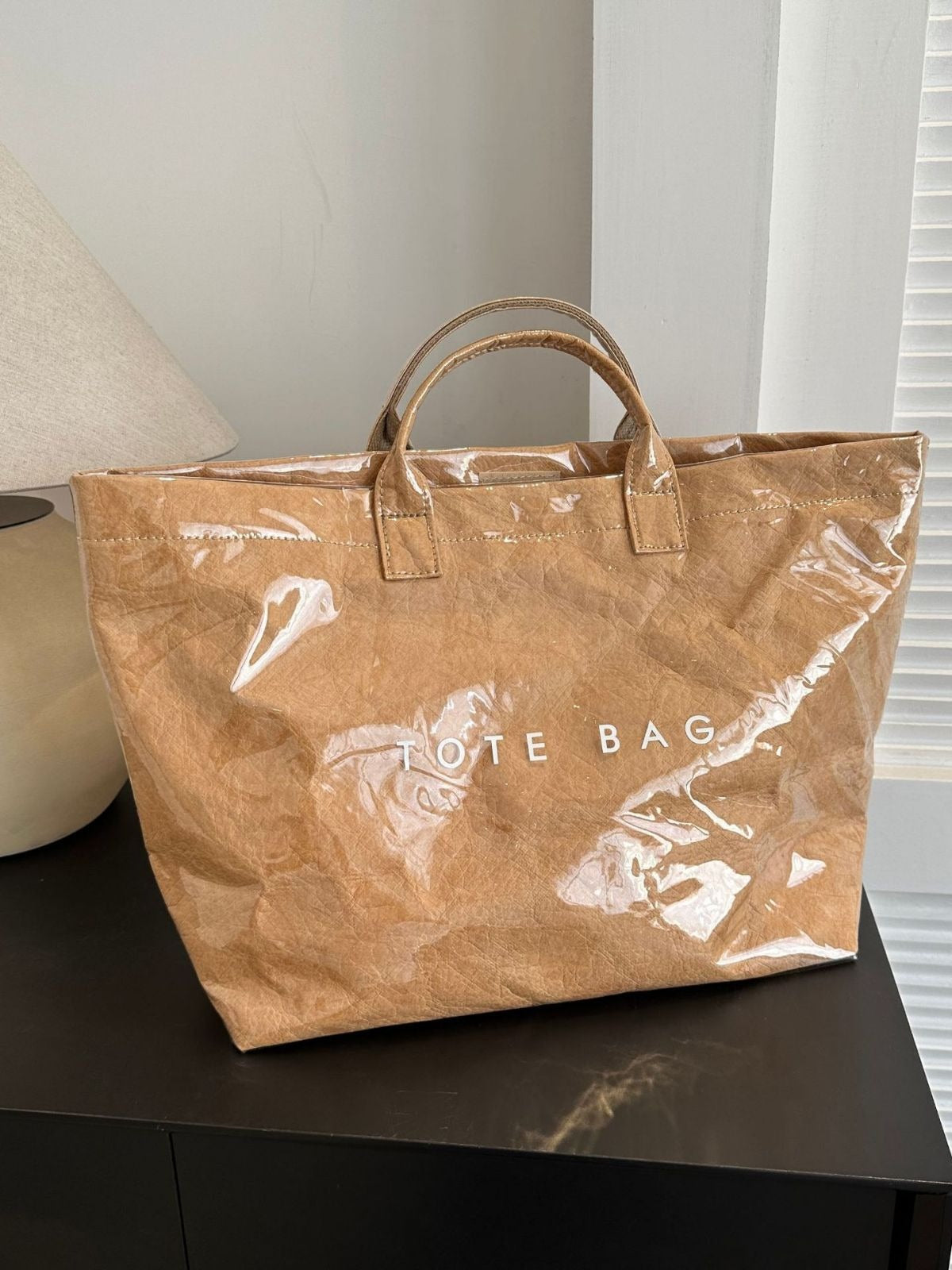 Fashionable Retro Dupont Paper Bag Women's Large Capacity Kraft Paper Handbag Shopping Bag Trendy 🇨🇳
