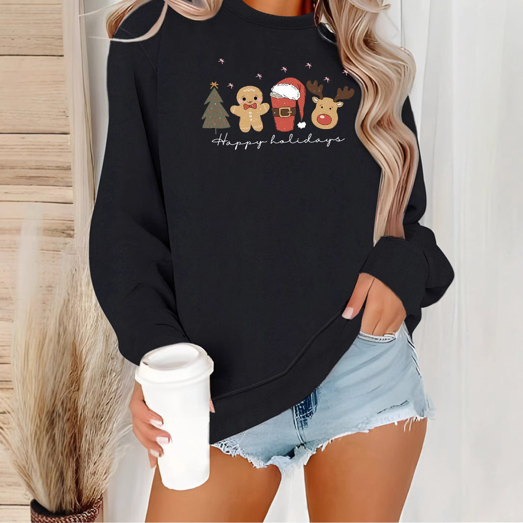 Christmas print hoodie round neck 🇨🇳