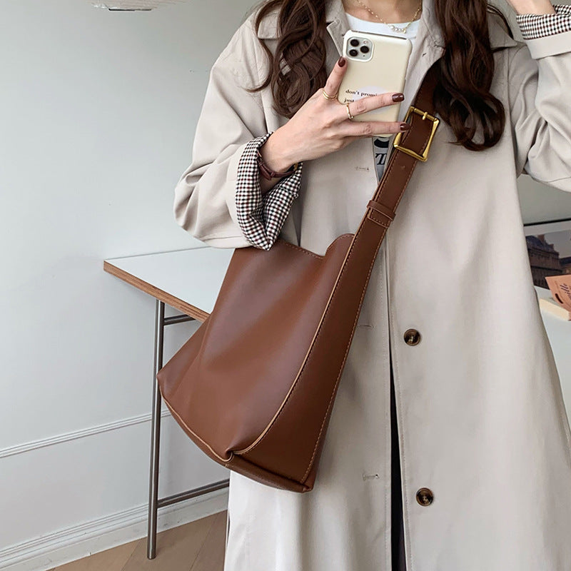 Women's Shoulder Bag Solid Fashion Handbag Crossbody Bag Women's Minimalist PU Leather Bag 🇨🇳