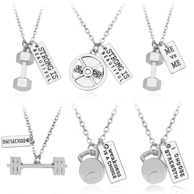 Fitness exercise weightlifting dumbbell necklace 🇨🇳