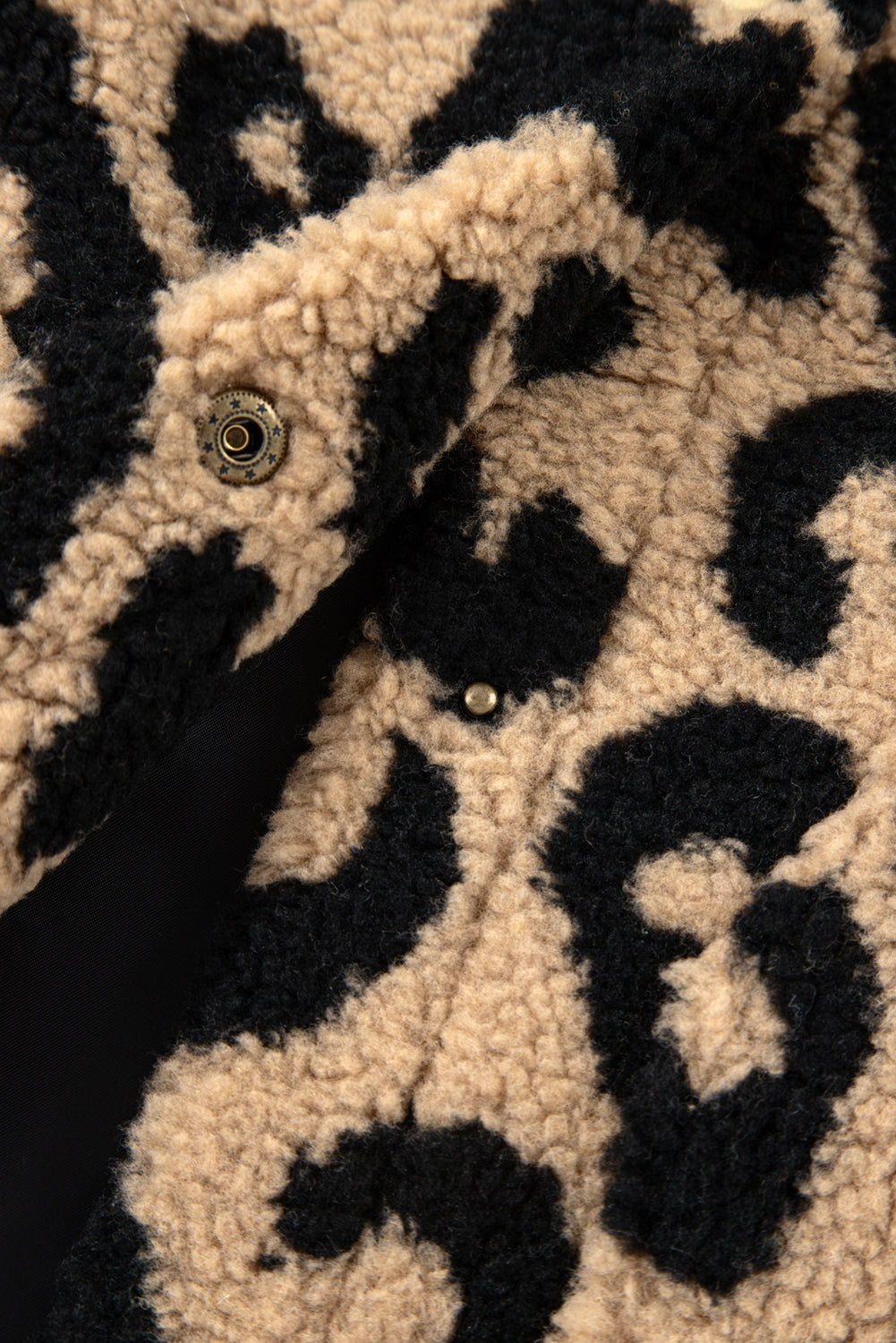 Khaki Leopard Sherpa Button Front Collared Plus Size Vest Jacket 🇺🇸