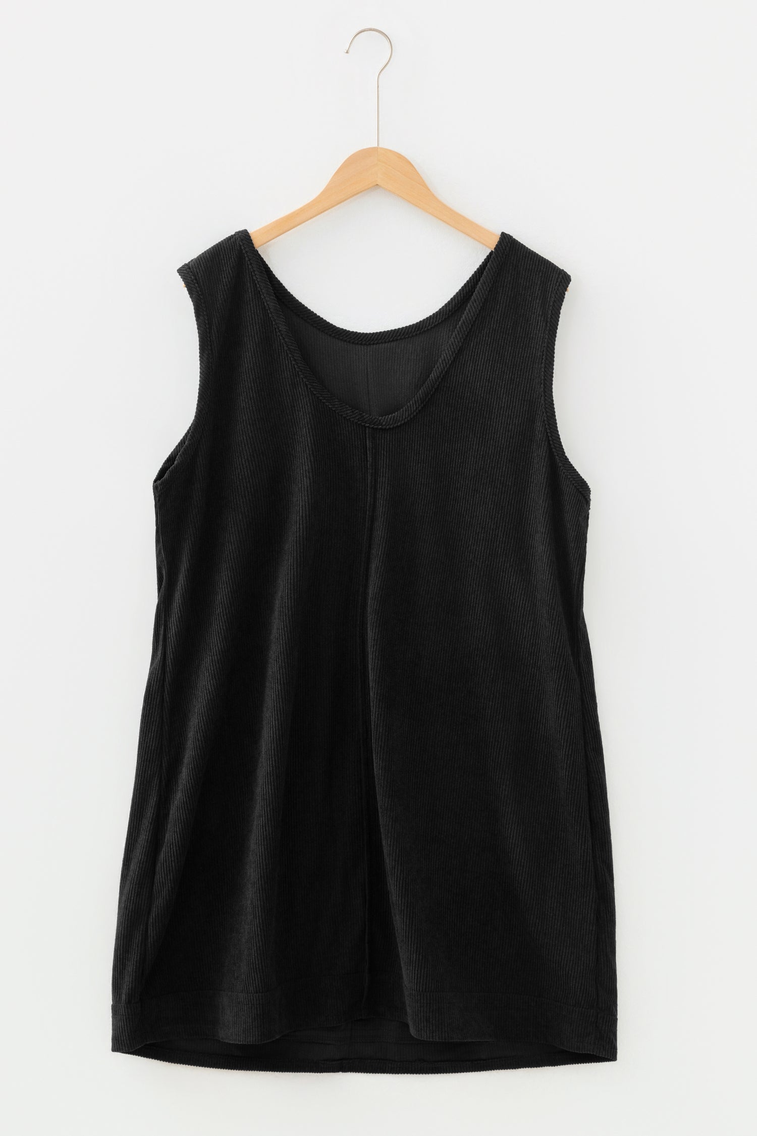 Black Plus Size Corduroy Patch Pocket Sleeveless Mini Dress 🇺🇸