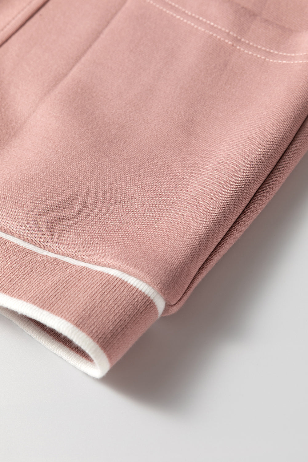Pink Stripe Contrast Trim V Neck Buttoned Front Pocketed Knit Cardigan 🇺🇲