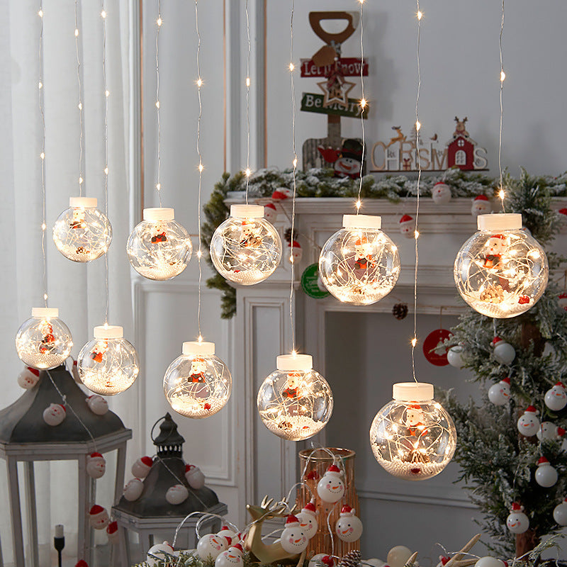 10PCS LED Christmas Curtain Lamp Fairy Snowman Wishing Ball Lamp String Christmas Window Decoration Christmas Light Room 🇨🇳