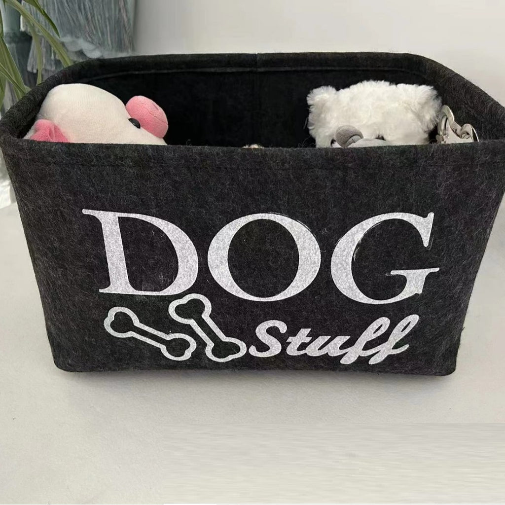 Pet Dog Cat Toy Snacks Sundries Metal Handle Felt Storage Box 🇨🇳
