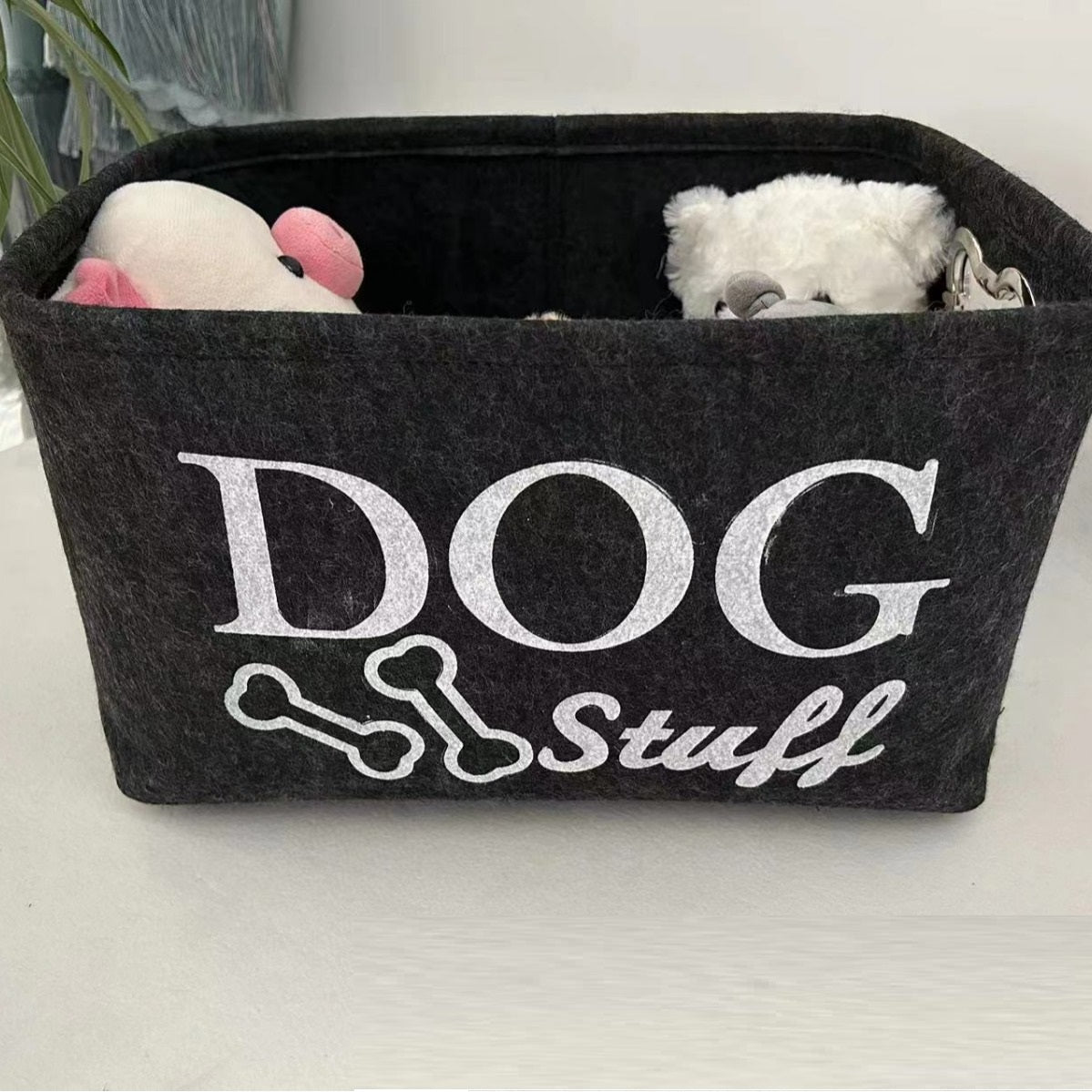 Pet Dog Cat Toy Snacks Sundries Metal Handle Felt Storage Box 🇨🇳