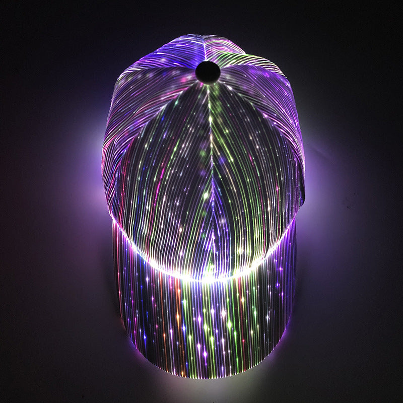 Hot Selling New LED Fiber Optic Light-Up Hat, Bar Party Glow Baseball Cap, Hip-Hop Couple Flashing Hat 🇨🇳
