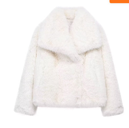 Winter Plush Coat Fashion Warm Thicken Fluffy Lapel Jacket Outwear with Casual Long Sleeve 🇨🇳