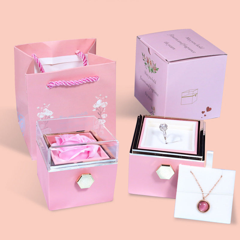 Rotating Soap Flower Rose Gift Box Creative Rotating Rose Jewelry Packaging Box 🇨🇳