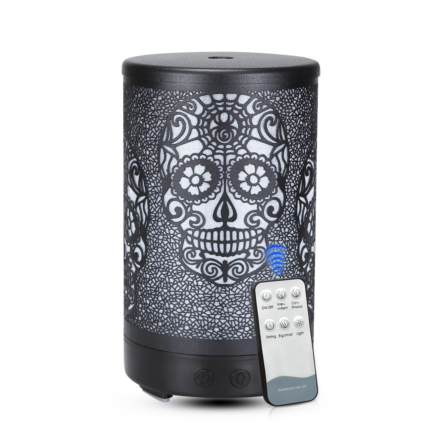100ml Iron Metal Humidifier Aroma 7 Colors Led Lamp Ultrasonic Electric Skull Aroma Diffuser With Remote 🇨🇳