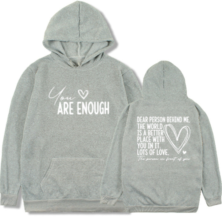 New YOU ARE ENOUGH Lettered Casual Hoodie 🇨🇳