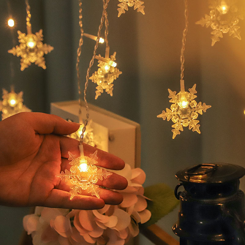 Snowflake ice strip curtain light, Christmas snowflake colored light, LED star curtain light string 🇨🇳