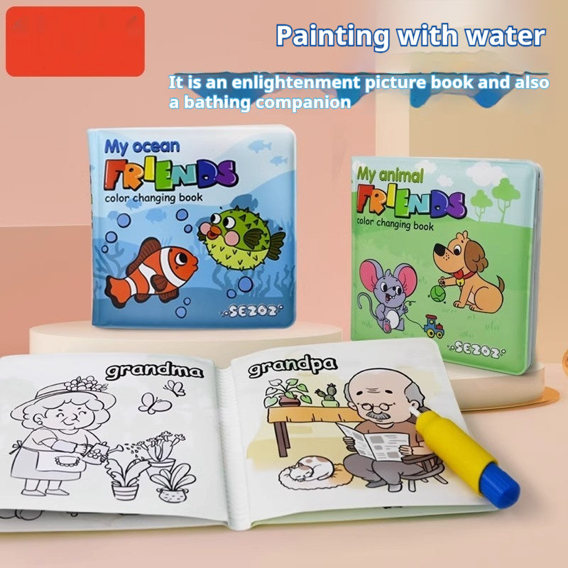 Magic Water Painting Color Changing Bath Book Baby Doodle Enlightenment Cognition Bath Toys Tear-proof Waterproof Book 🇨🇳
