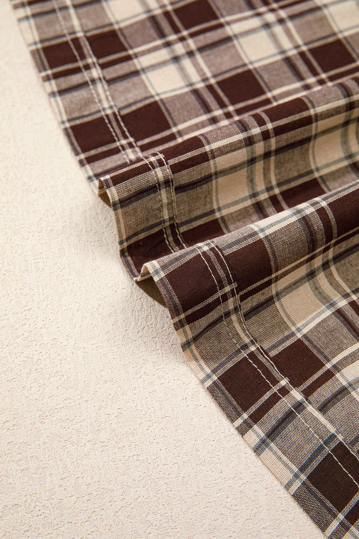 Brown Plaid Long Sleeve Short Shift Mini Dress 🇺🇸