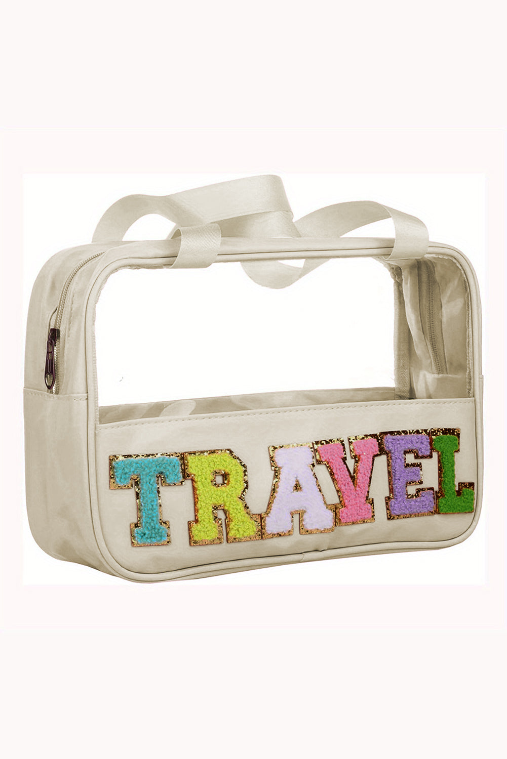 Parchment TRAVEL Chenille Letter Clear PVC Makeup Bag 🇺🇲