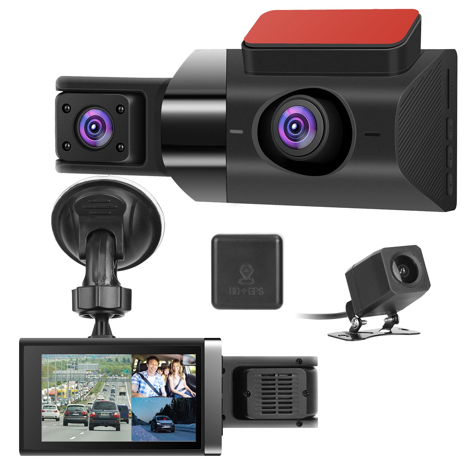 2K Car DVR 3 Channel Dash Cam Camcorder Camera Recorder With 140 Degree Angle GPS WiFi Night Vision G-sensor Loop Recording Parking Monitor 🇨🇳