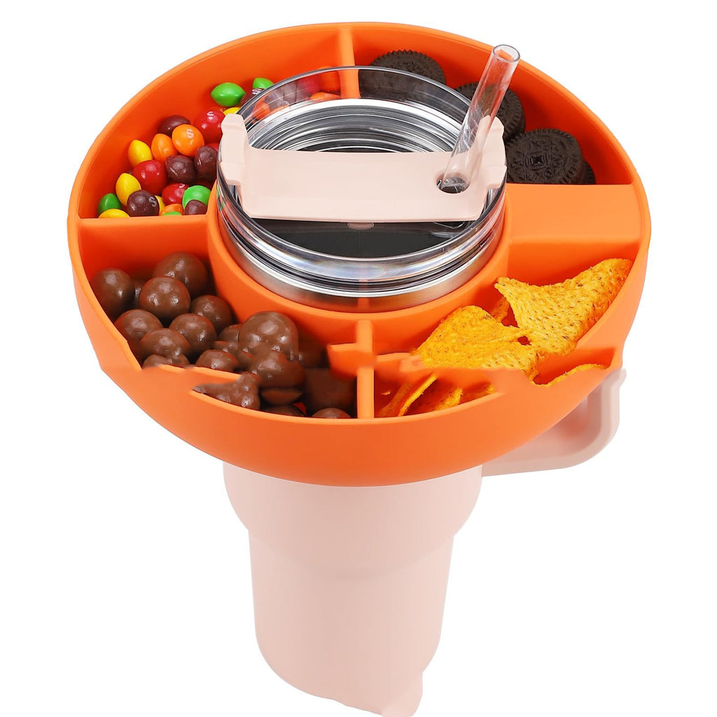 Silicone Snack For Cup 40 Oz Reusable Snack Container 4 Compartment Snack Platters Cup Snack Bowl Cup Holder Food Tray 🇨🇳