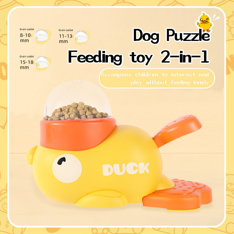 Dog Puzzle Feeder Interactive Pet Food Treat Dispenser Cartoon Duck Design Anti-slip Pets Automatic Feeder Toys For Dog Training Pet Products 🇨🇳