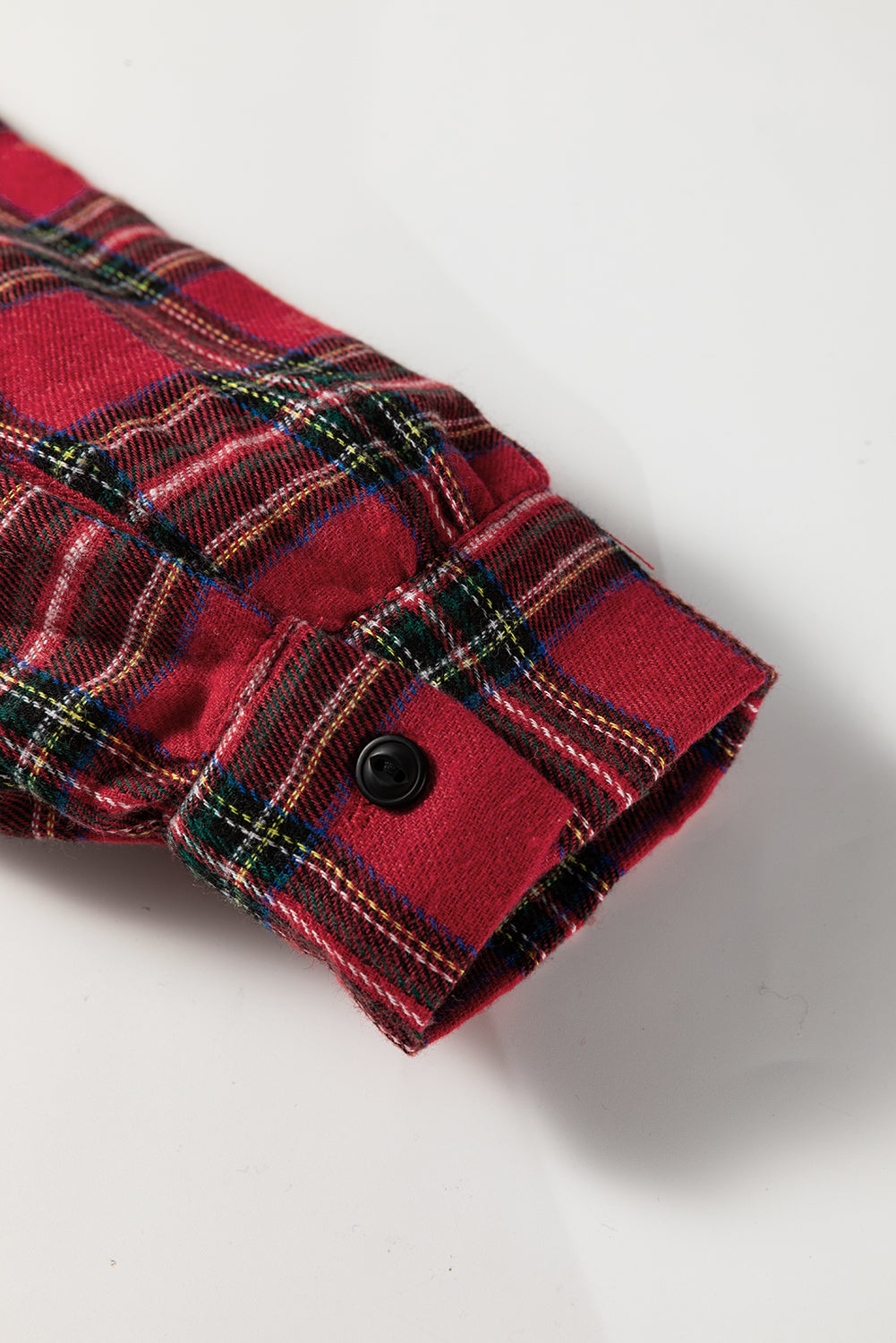Red Plaid Shirt Collar Half Button Ruffle Hem Long Sleeve Mini Dress 🇺🇸