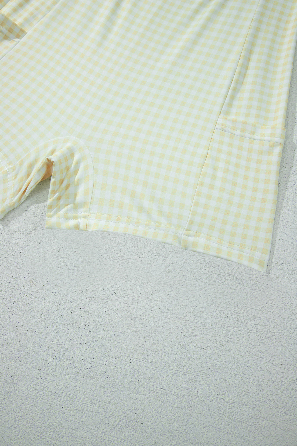 Yellow Cream Faux Two Piece Gingham Contrast Patchwork Loose Mini Dress 🇺🇸