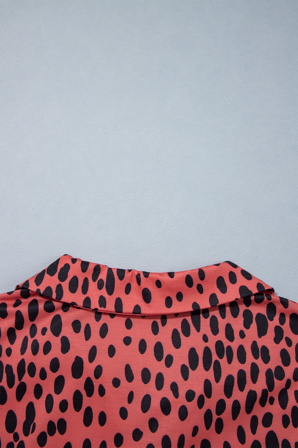 Red Leopard Print Long Sleeve V Neck Plus Size Midi Dress 🇺🇸